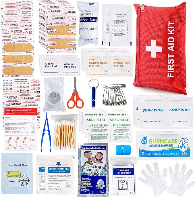 First Aid Kit for Home Car Travel 107 Piece Emergency Kits for Hiking Camping Small Trauma Kit for Boat Vehicle Lightweight Compact Pocket Aid Kit for Sports Outdoor Survival | Lightweight, Compact