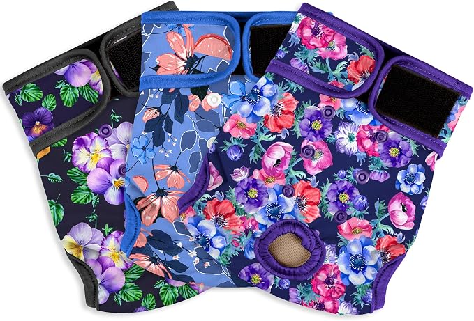 Female Dog Diapers - Premium Reusable Diapers for Doggie in Heat - Highly Absorbent for Pet Incontinence with Adjustable Snaps Rose Flower, XL