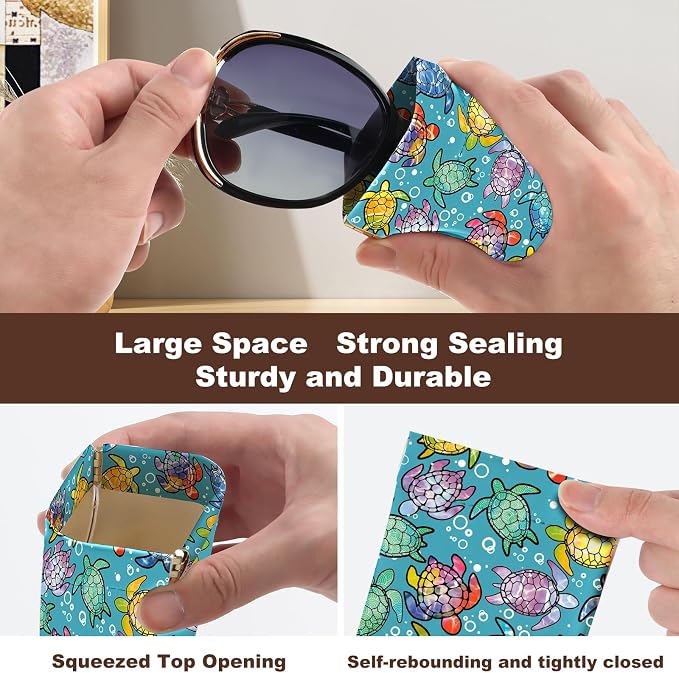 Anikathy 2Pcs Sunglass Eyeglass Glasses Case Soft PU Leather with Cleaning Cloth Cute Glasses Pouch Bag for Men Women Girs