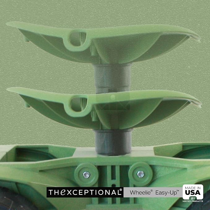 TheXceptional Wheelie Easy-Up EX530 Rolling Garden Stool & Cart with Wheels | Ergonomic rolling garden seat & scooter with Easy-Up handles for seniors. Made in USA by Vertex. 360° swivel, 10" wheels.