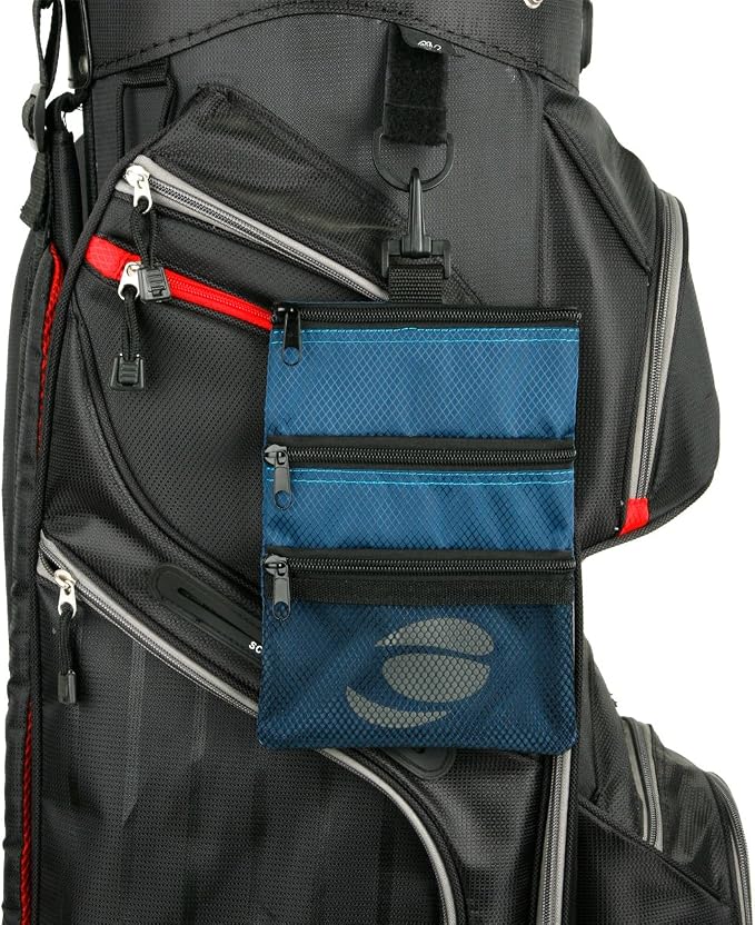 Orlimar Detachable Golf Accessory Pouch, 3 Zippered Pockets for Valuables and Golf Accessories, Clips to Your Golf Bag for Extra Storage and Easy Access.