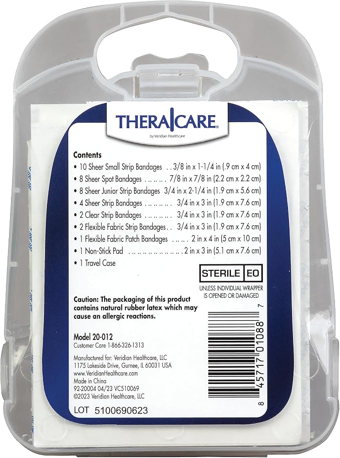 TheraCare First Aid Bandage Kit | Assorted, 36 Count | Sterile Wound Dressing with Non-Stick Pad