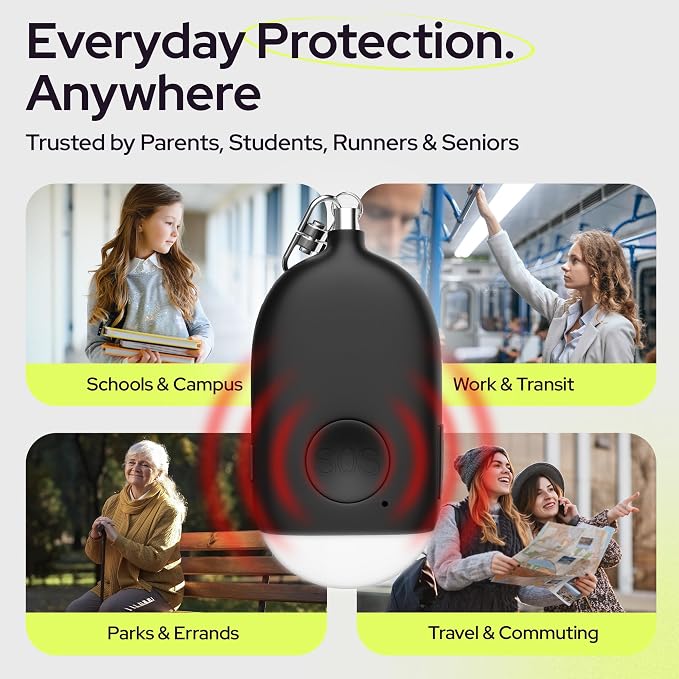 Weten Rechargeable Personal Alarm Keychain - 130dB Siren & LED Light - 2 Pack Personal Safety Alert for Women to Carry - Panic Button Alarm for Security - Rape Whistle for Self Defense (Black&White)