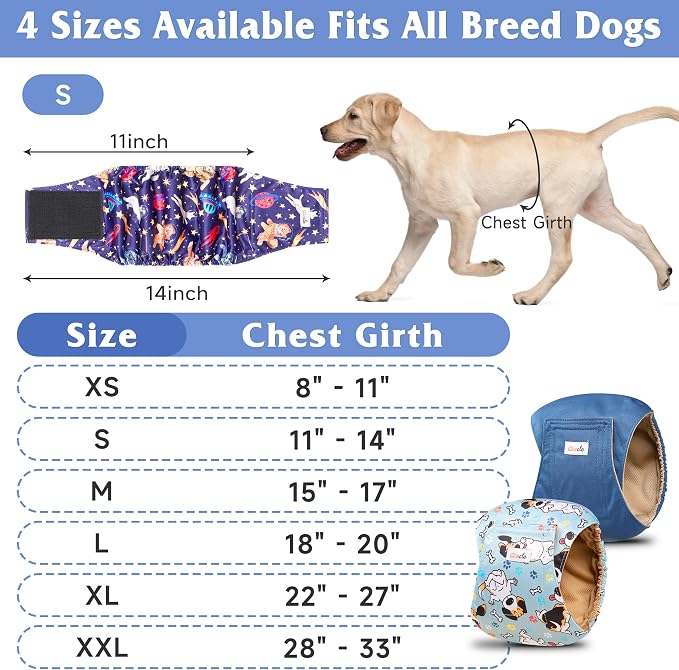 5 Pack Dog Diapers Male Reusable, Premium Belly Bands for Dogs, High Absorbing Male Dog Pee Wraps for Doggie in Incontinence or Excitable Urination and Training Black XXL