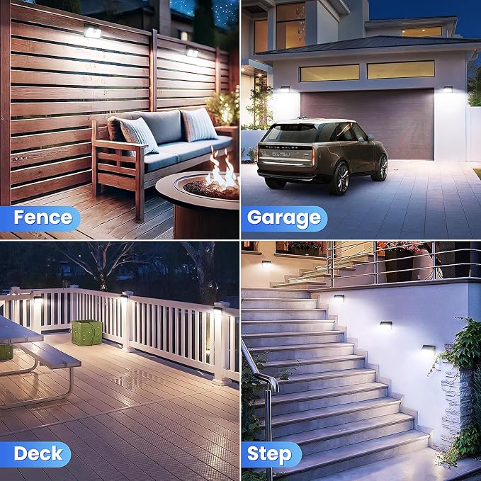 [2 Packs] Solar Motion Sensor Outdoor Lights, Super Bright Solar Lights Outdoor Waterproof, 3 Lighting Modes Security Wall Light for Outside Walking Dog Fence Backyard Deck Garden Door Step Garage