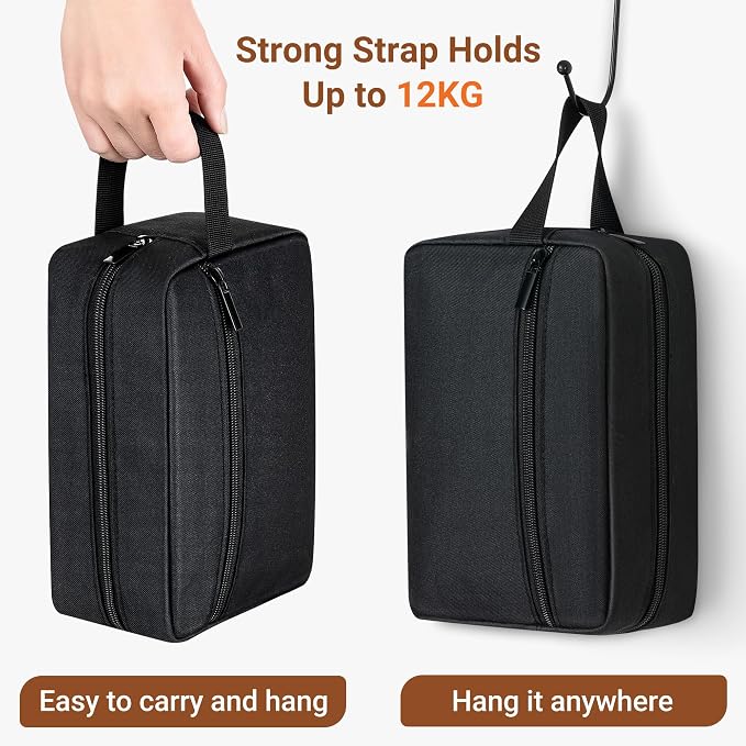Elviros Travel Toiletry Bag for Women and Men,Lightweight Makeup Bag Hanging Dopp Kit with Shaving Compartment Cosmetic Organizer Large Tool Bag Travel Essentials,Gifts for Men(Large,Black)