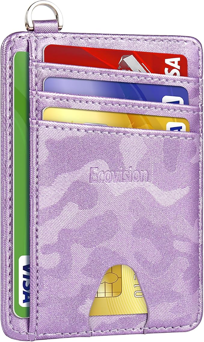 Slim Minimalist Front Pocket Wallet, RFID Blocking Credit Card Holder Wallet with Detachable D-Shackle for Men Women