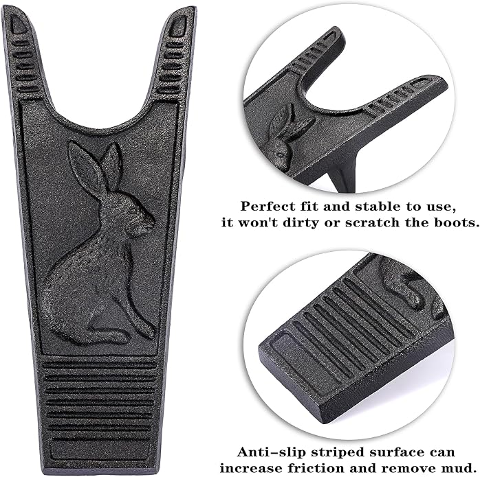 OwnMy Cast Iron Bunny Boot Jack Cowboy Boot Remover Heavy Duty Boot Remover | Black Boot Take off Helper for Cowboy Boots / Shoes, Indoor Outdoor Women Men Shoe Horns Boot Pullers Removers Accessories