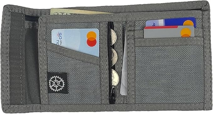Sprocket Nylon Billfold Wallet with Zippered Coin Pocket (Grey Ballistic)