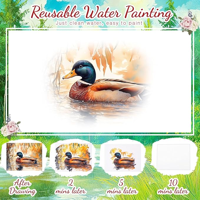 24 Pcs Dementia Products for Elderly Alzheimers Activities for Adults Seniors Reusable Water Painting Supplies with 1 Painting Brush Water Doodle Coloring Drawing Gifts Set(Farm Animals)
