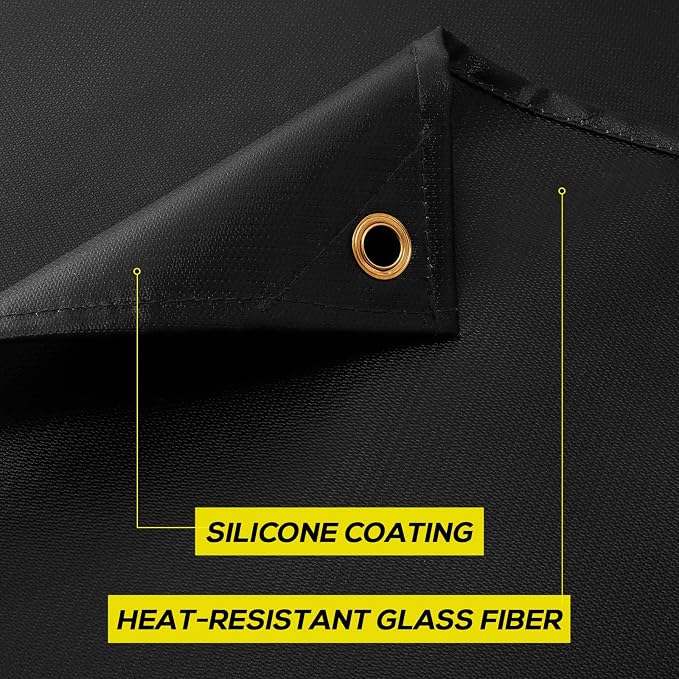 Heavy Duty Welding Blanket, Silicone Coated Fiberglass Fire Blanket, Designed for in Home and Outdoor Use for Professional and Heavy-duty Welding, Cutting, and Other Uses (6x8ft - 2Pack)