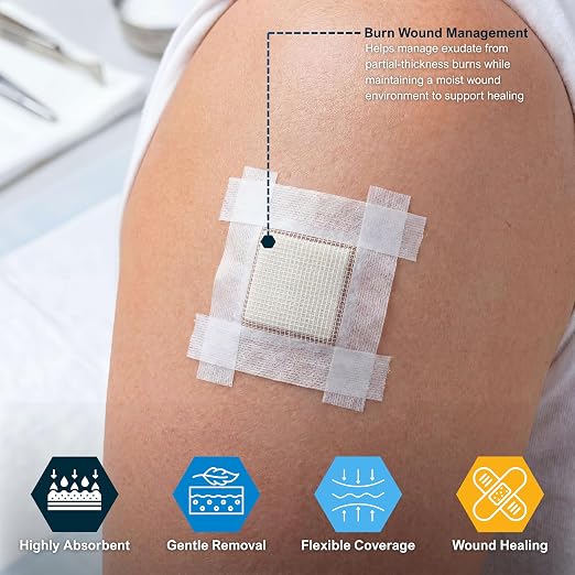 MED PRIDE Sterile Calcium Alginate Wound Dressing Pads 2x2 in,10-Pack