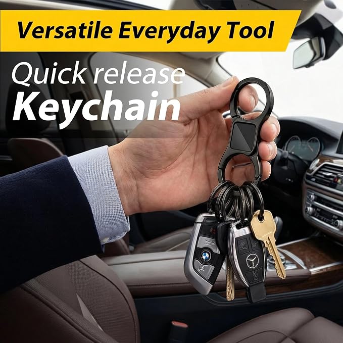 DAYGOS Key Chain, Quick Release Car Keychain with 8 Key Rings for Men | Heavy Duty, Easy Detachable Keychains Organizer, Portable Multi Key Ring Clip with Spring Hooks