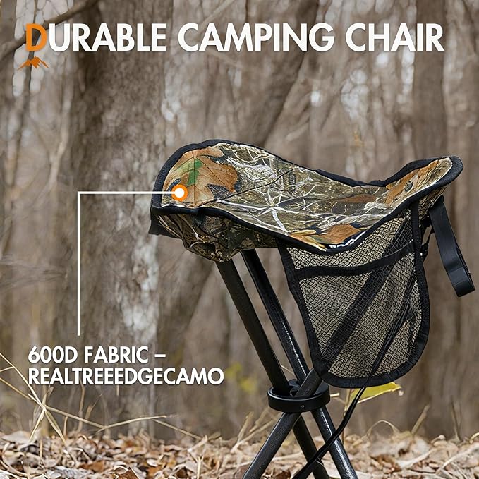 Portal Tall Folding Tripod Stool Portable Tripod Chair for Outdoor Camping | Portable Outdoor Design; Durable Construction; Easy Setup & Storage;Color: Camo