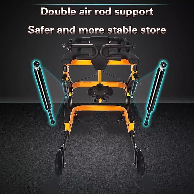 Adjustable Medical Walker with Stand-Up Support, Walking Frame, Adult Walker, Lower Limb Training, Home Rehabilitation Equipment, Multi-Function Mobility Aid with 4 Wheels (Blue)