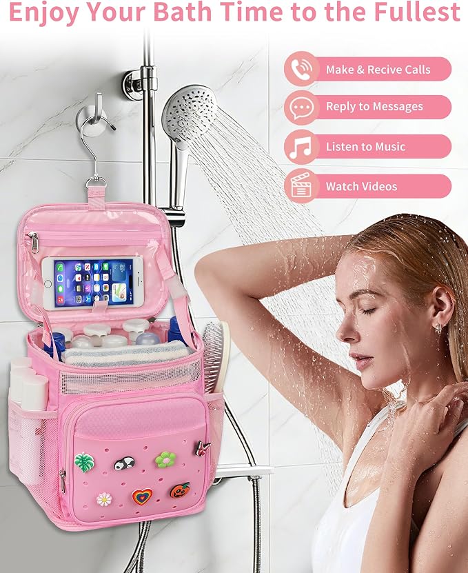 Hanging Shower Caddy Portable, Mesh Shower Bag for College Dorm Room Essentials, Large Capacity Quick Dry Shower Organizer Basket, Travel Toiletry Bag for Gym, Swimming, Camping, Bathroom, Beach
