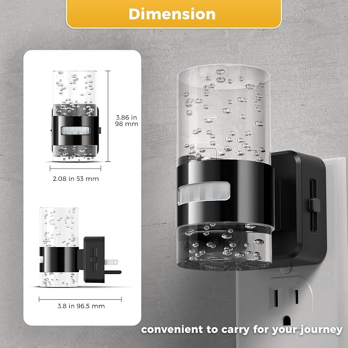 L LOHAS LED Motion Sensor Night Light,Dimmable Night Lights Plug into Wall | 2 Pack 3000K Night-Lights with 0-100 LM Adjustable, Acrylic Bubble Plug in Nightlights for Bathroom Hallway Nursery