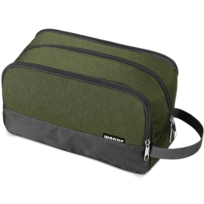 WANDF Travel Toiletry Bag for Men, Small Dopp Kit for Toiletries | Water-Resistant Fabric, Travel Bag for Toiletries, Compact Storage, Shaving Accessories, Weekend Trips