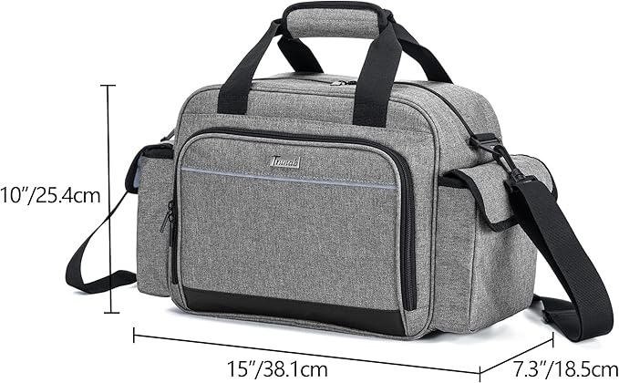 Trunab Home Health Nurse Bag Empty, Portable Medical Supplies Shoulder Bag | for Hospice, Home Visit, Hospital Interns, Grey, Bag Only
