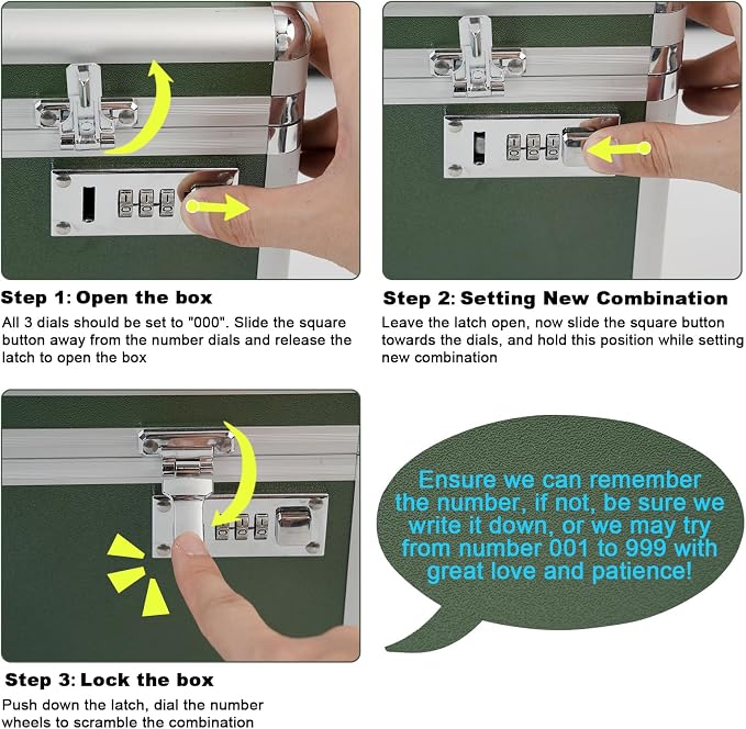 Medication Lock Box With Combination - Lockable Medicine Storage, Empty First Aid, Security Lock, Medical Organizer, Multipurpose Locking for Home and Outdoor (Green, Medium)