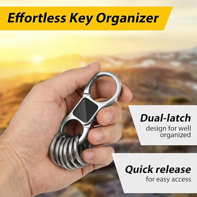 DAYGOS Key Chain, Quick Release Car Keychain with 8 Key Rings for Men | Heavy Duty, Easy Detachable Keychains Organizer, Portable Multi Key Ring Clip with Spring Hooks