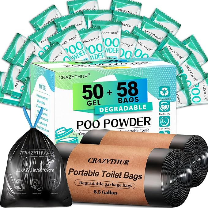 Poo Powder for Portable Toilet Gel Powder, Camping Toilet Gel | Pee Powder, Eco Toilet Gel for 650ml Urine/10g, Toilet Gel Powder for Outdoor Camping and Hiking