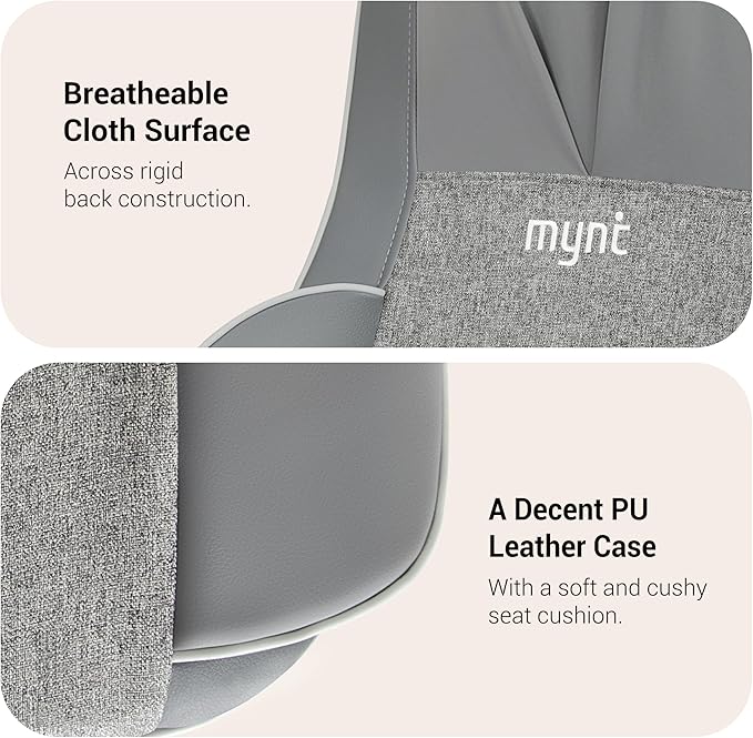 Mynt FSA Eligible HSA Approved Shiatsu Neck and Back Massager for Chair with 10 Deep Kneading Nodes, 2D & 3D Adjustable Back Massage with Heat, Portable Massage Chair Pad (Gray)