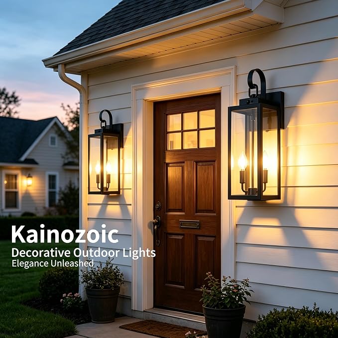 20 Inch Motion Sensor Dawn to Dusk Outdoor Sensor Light Fixture Anti-Rust Exterior Wall Lighting Waterproof Outdoor Wall Lantern for Porch Patio Front Door Garage - 2 Pack