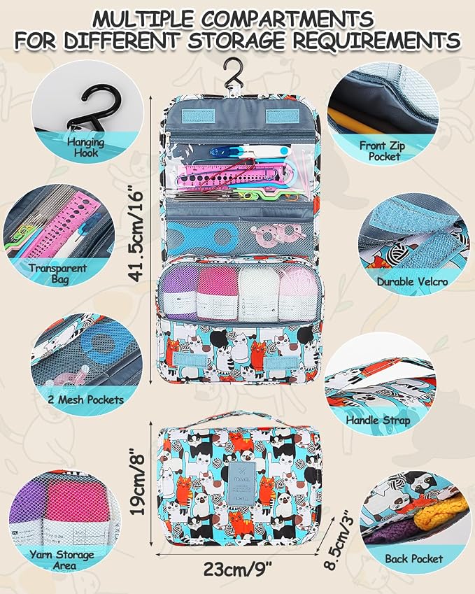 Aeelike Crochet Kit with Bag for Travel, Easy Learn to Crochet Kit for Beginners All Age,69pcs Crochet Starter Kit Include Crocheting Instruction, 21pcs Crochet Hooks,15pcs Yarn and Storage Bag