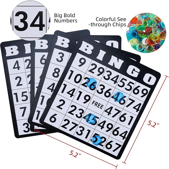GOTHINK Bingo Game Set for Adults and Kids - Included 8" Metal Wheel Cage, 75 Calling Balls, Master Board, 18 Bingo Cards & 150 Colored Chips, Great for Fun Family Game Night, Large Groups, Parties