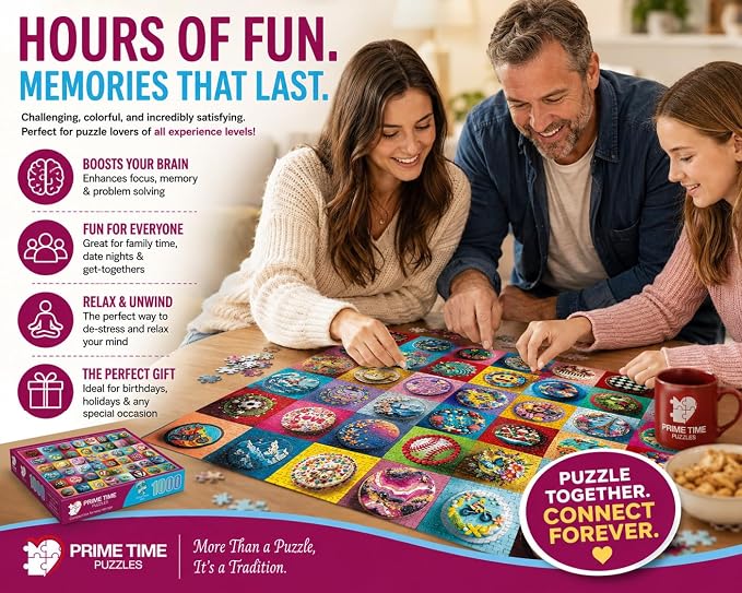 Adult Jigsaw Puzzle 1000 Piece Colorful Cakes | Features a vibrant gallery of unique cakes. 20x27 inches — Great for game nights on a table, puzzleboard, or floor.