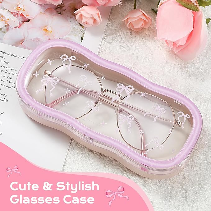 MoKo Glasses Case Hard Shell, Cute Eyeglass Case for Reading Glasses, Clear Eyeglasses Case for Women Girls