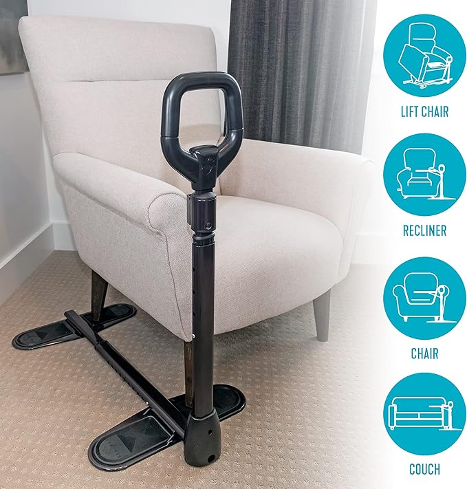 Stander CouchCane, Standing Assistance Aid for Adults, Seniors, and Elderly, Chair Lift Assist, Standup Support, Adjustable Mobility Couch Rails, with Safety Grab Bar Handle and Organizer Pouch
