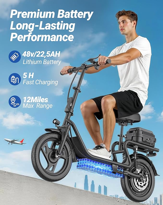 Maxshot Electric Scooter, 8.5" /10" /14" Tire, 16/19/22 Mph Top Speed, 12/16/21/27/28/49/50 Miles Long Range, Folding Escooter for Adults and Kids with Seat Bag, Dual Braking, Dual Suspension, App