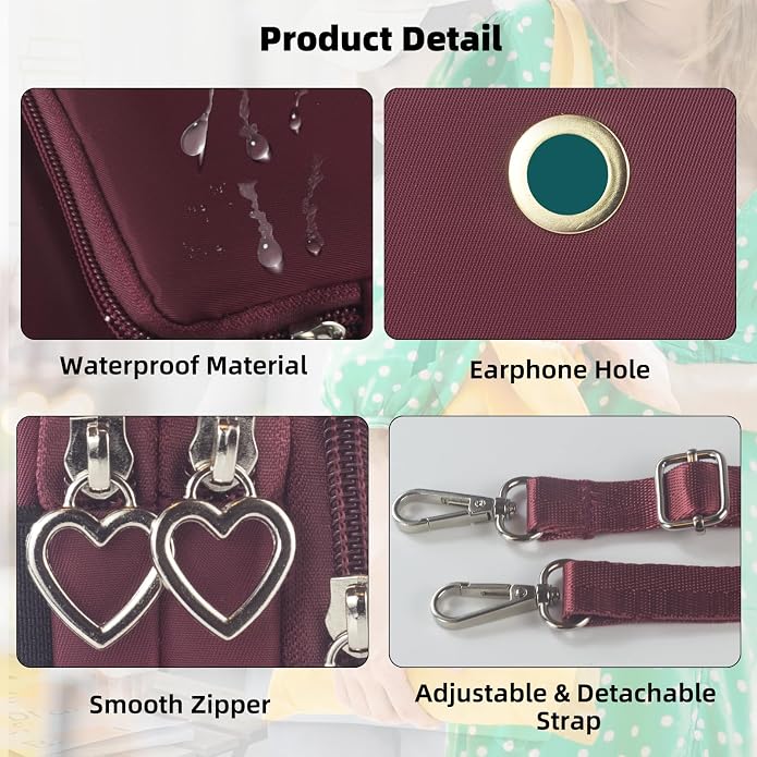 Small Crossbody Bag for Women - Mini Phone Purses with Crossbody Strap and Wallet - Nylon Arm Bag