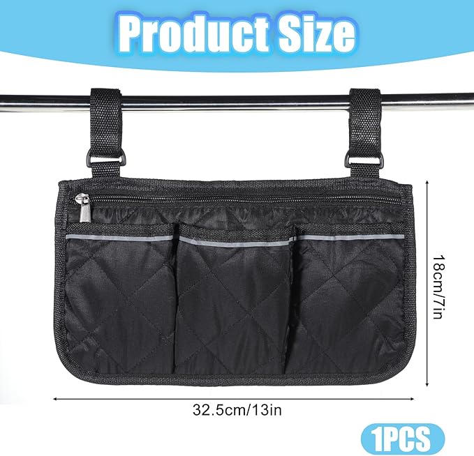YBEATY Walker Bag Basket with Reflective Strips Walkers Rollator Organizer Carry Storage Pouch Wheel Chair Folding Basket Lightweight Large Capacity Organizer for Seniors Elderly Rollator Accessories
