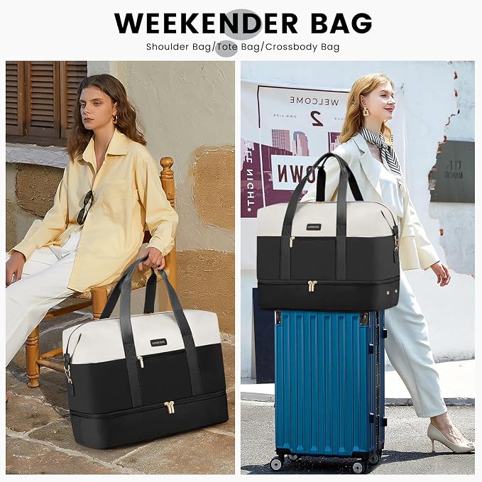 LOVEVOOK Weekender Bag for Women, Large Duffle Bag for Travel with 2 Packing Cubes, Carry on Overnight Bag with Shoe Compartment, Mom Hospital Bags for Labor and Delivery