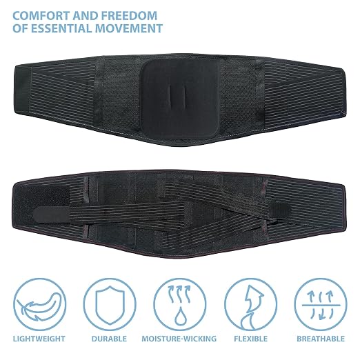 ORTONYX Back Brace With Lumbar Support Pad - Medical Grade Lumbosacral Belt for Men and Women - with Lumbar Pad, Lower Back Pain Relief, Herniated Disc, Sciatica, Degenerative Disc Disease -XL/XXL (39.7"-47.6")Black