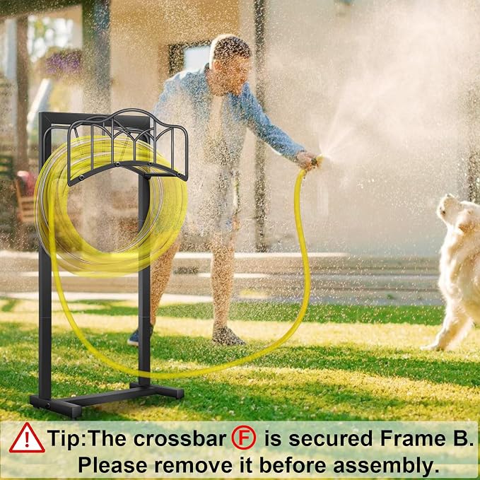 Garden Hose Holder -Upgraded Hose Holder Holds 100-feet Hose,Freestanding Heavy Duty Hose Hanger,Sturdy Hose Stand for Lawn & Yard,Black