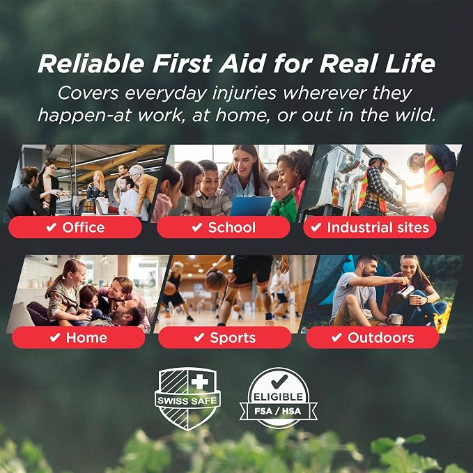 Swiss Safe Mini First Aid Kit – 120 Pcs Compact Hard Shell Medical Kit for Home, Car, Travel, Camping, Hiking, Sports, Office & Outdoor Emergencies, Small Hardcase FAK