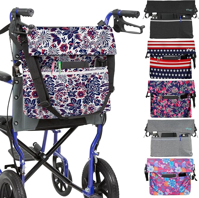 Vive XL Wheelchair Bag - Waterproof, Scratch-Resistant, Double-Stitched, Machine Washable Accessory for Adults, Seniors, 15 Colors - Storage Walker Backpack to Hang on Back of Wheel Chair