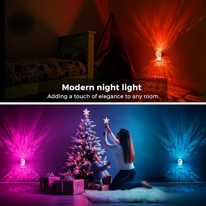 L LOHAS LED Projector Night Light,Plug in Night Light with Light Sensor | Multi-Color Nightight, RGB LED Nightlight for Kids Playroom Christmas Party Gift, 2 Pack