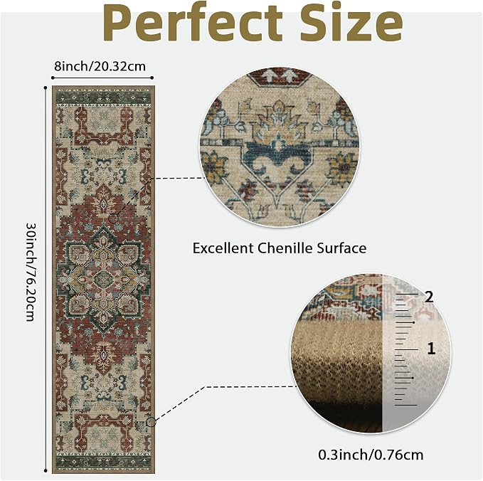 sarben 8"x30" Non Slip Stair Treads for Wooden Steps 15 Pack, Annatto | Peel and Stick Carpet Stair Runner with TPE Adhesive Backing, Carpet for Added Safety, Pet and Senior Friendly