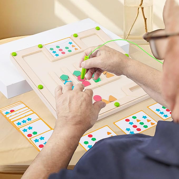 Magnetic Activities for Dementia Patients, Colorful Shape Matching Alzheimers Products for Elderly, Memory Care Activities for Seniors, Tile Cognitive Game Puzzles Fidget Board Gadgets Gifts