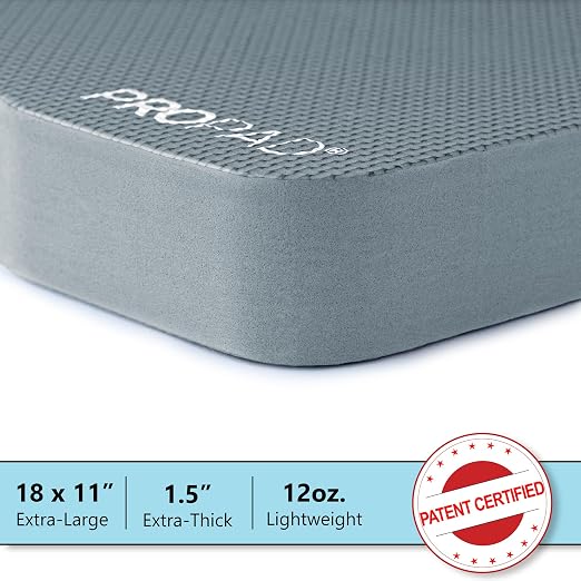 RED Home Club Thick Kneeling Pads, Garden Kneeler for Gardening, Bath Kneeler for Baby Bath, Kneeling Mat for Yoga, Knee Pad for Work, Extra Large (XL) 18 x 11 x 1.5 Inches, Gray (Pack of 2)