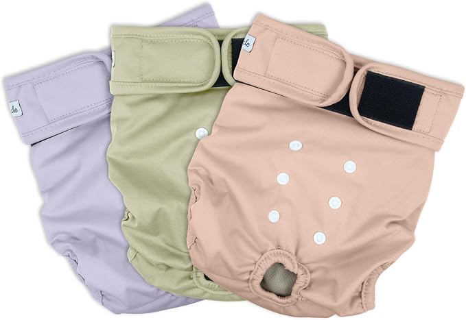 Washable Female Dog Diapers - Premium Reusable Diapers for Doggie in Heat - Highly Absorbent Dog Diapers Female for Pet Incontinence with Adjustable Snaps Pink, L