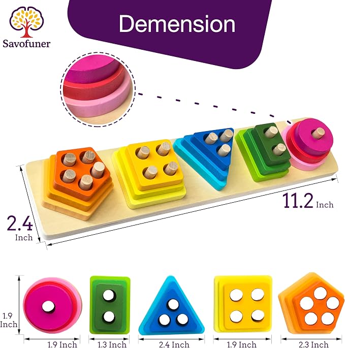 Dementia Toys for Seniors, Easy Wooden Activities for Alzheimer Patients | Color & Number Cognitive Dementia Product for Elderly, 15 Pieces Parkinson Game Puzzle Shape Pattern Matching Board Gift