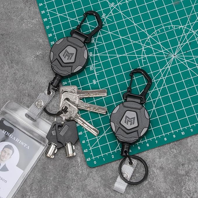 MNGARISTA 8-Pack Retractable Keychain, Heavy Duty Carabiner Badge Holder, Tactical ID Badge Reel with 31.5” Steel Retractable Cord, 8.0 oz