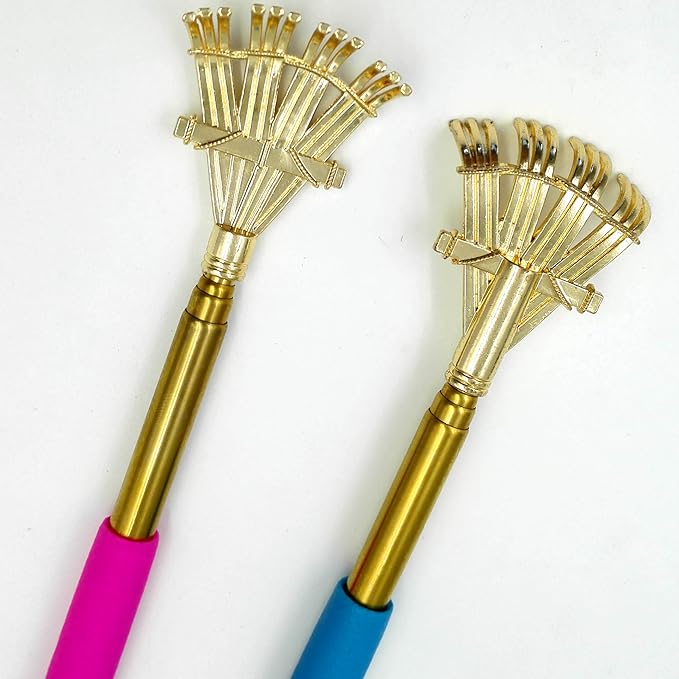 zdyCGTime Metal Portable Extendable Telescopic Rake Claws Back Scratchers/Hand Massager/backslap with Rubber Handles(2-Packs) (Rake Claws)