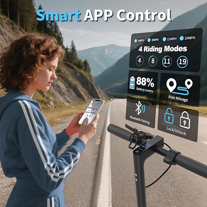 Electric Scooter, 10"/8.5" Solid Tire, 500W/350W Powerful Motor & 19/22 MPH Top Speed, 28/25/22/16 Miles Long Range, Folding E Scooter with Dual Braking for Teens and Adults